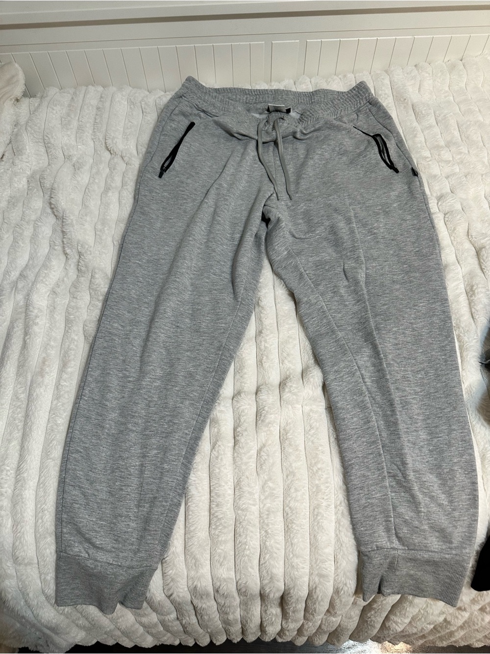 Jockey Men's Light Gray Jogger Sweatpants with Black Trim